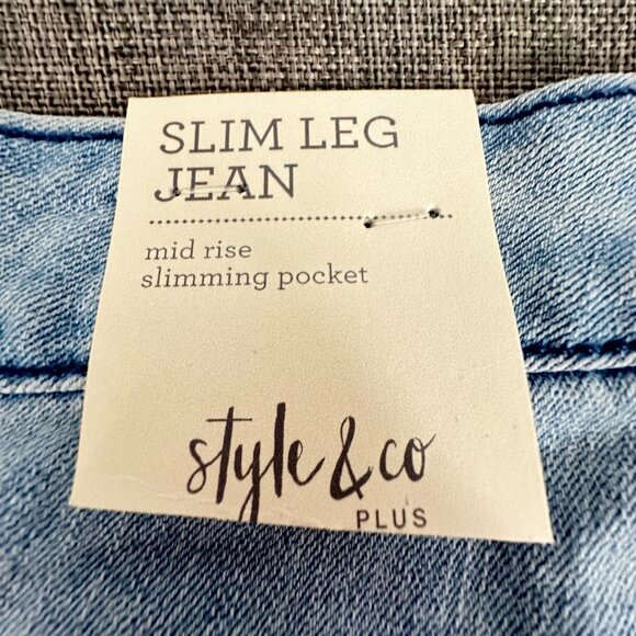 NEW Style & Co Blue Jeans Plus 18W Slim Leg Open Desert Mid Rise $49.50 Slimming - Picture 6 of 13